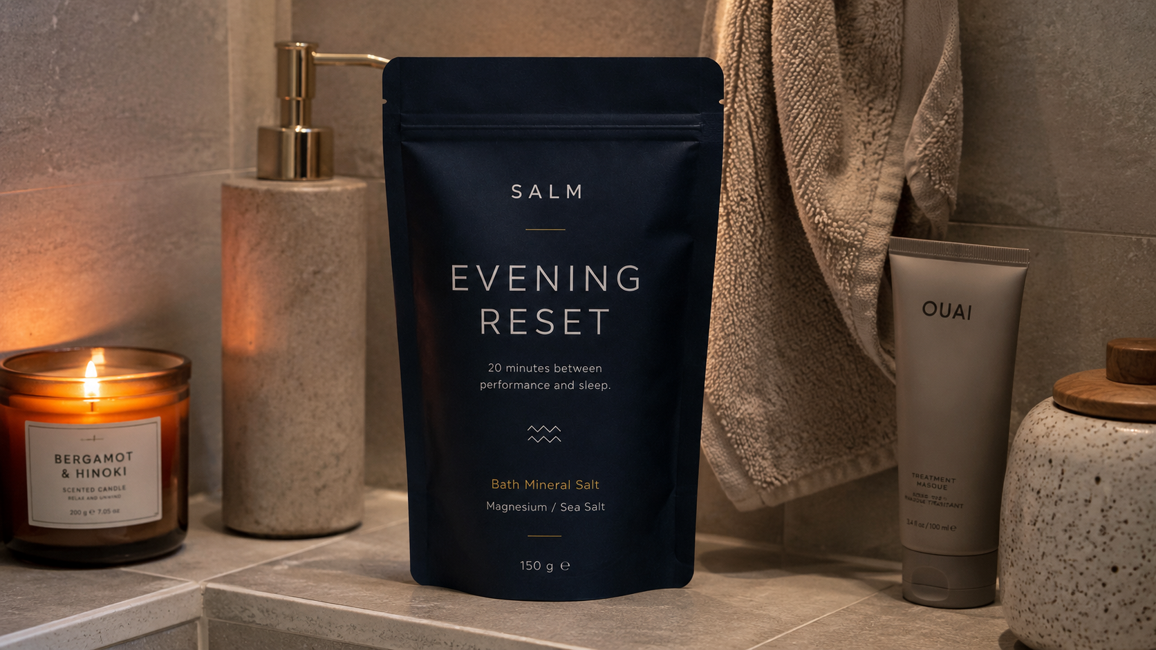 SALM Evening Reset na koupelnovém pultu